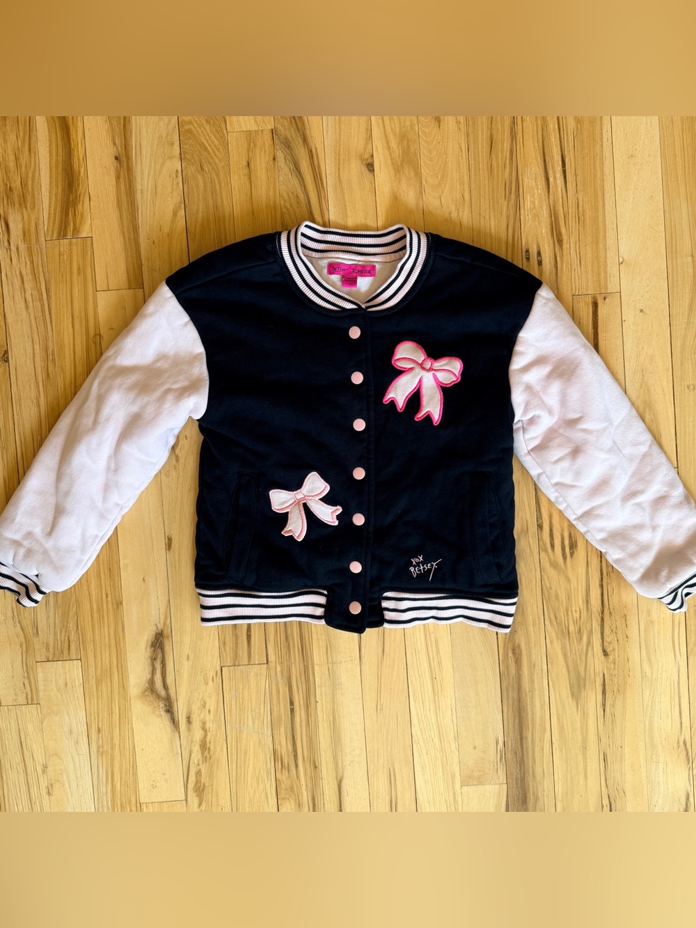 BETSEY JOHNSON BEAUTIFUL WARM VARSITY JACKET W/ CUTE DETAIL YOUTH 12 EXCELLENT